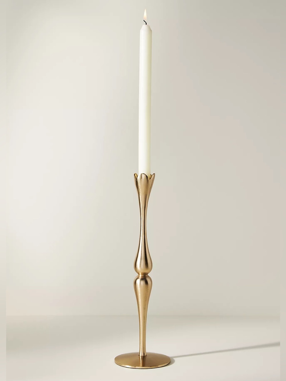 NEW Anthropologie Marizia Gold Taper Candle Holder - Set of 3 sold out online - Picture 2 of 9